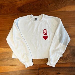 Queen of Hearts White Sweatshirt